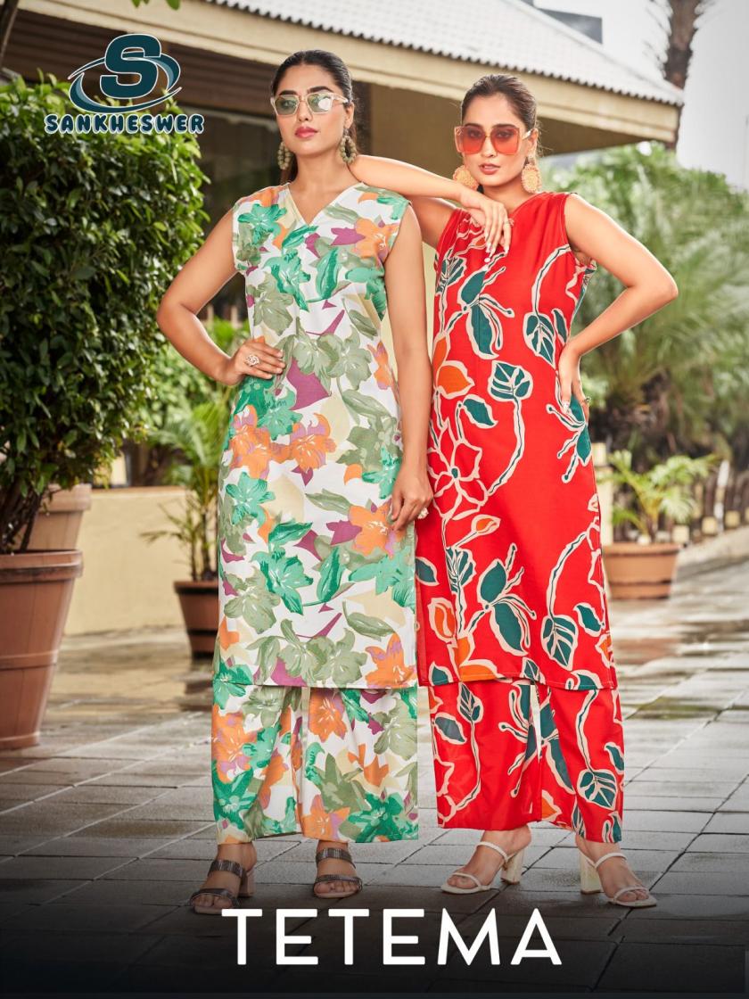 TETEMA BY SANKHESWER RAYON STYLISH FULL STITCH CO-ORD SETS 
