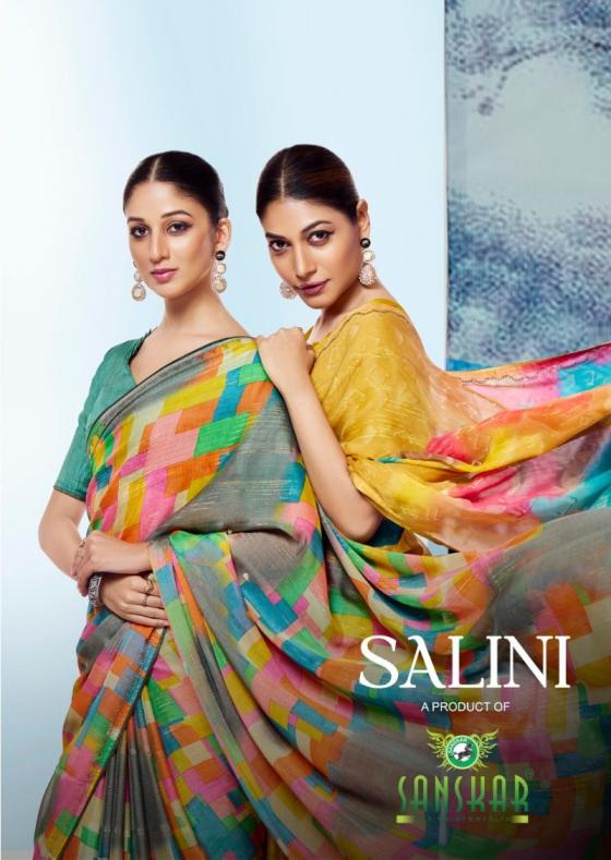 SALINI BY SANSKAR TEX PRINTS HIT DESIGN CHIFFON VISCOSE SAREES 