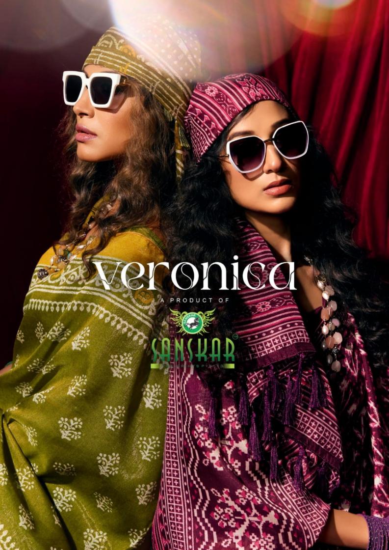 VERONICA BY SANSKAR TEX PRINTS MANIPURI COTTAN SILK FANCY SAREES 