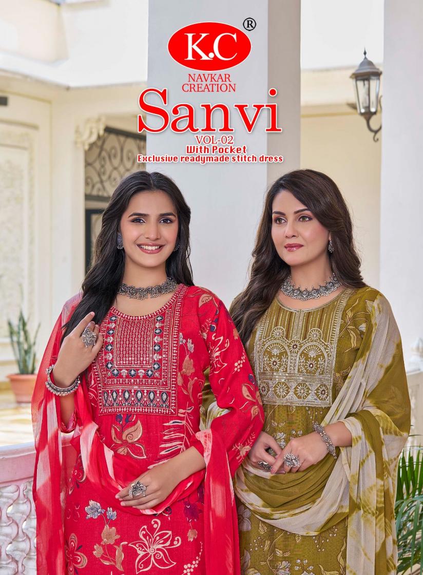 NAVKAR CREATION SANVI VOL 2 FULL STITCH VARTICAL STATE CUT SUITS 