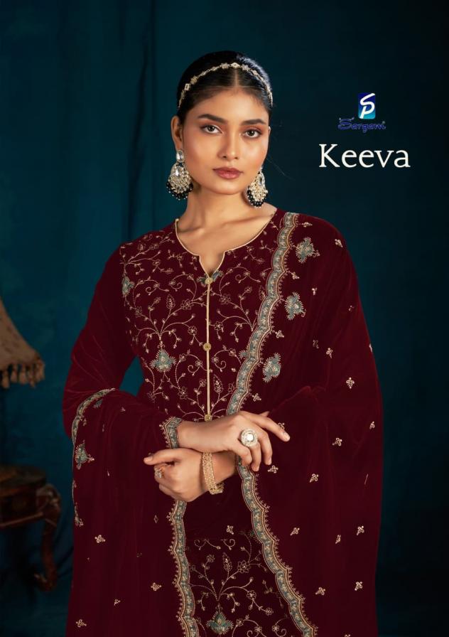 KEEVA BY SARGAM PRINTS WINTER VELVET WINTER 3PCS DRESS ONLINE 