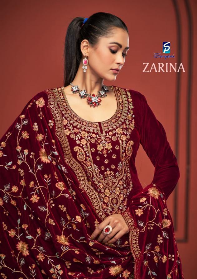 ZARINA BY SARGAM PRINTS TRADITIONAL VELVET WINTER 3PCS DRESS