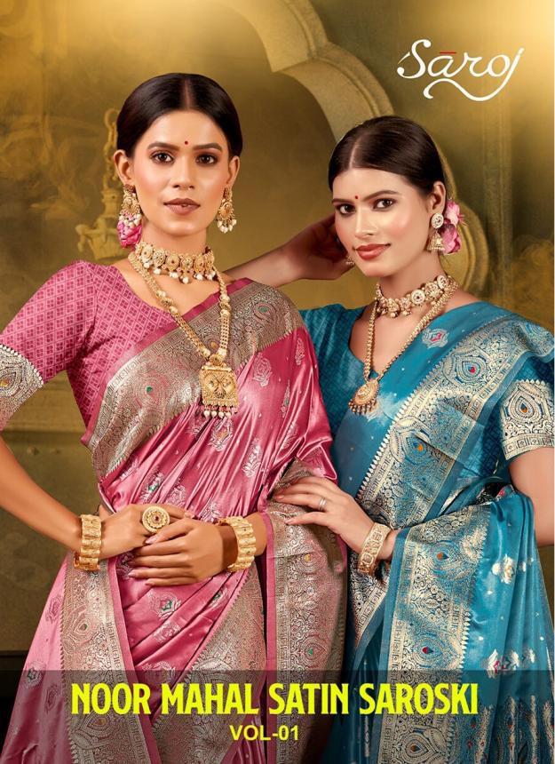 Noor Mahal satin saroski Saroj  vol.1 satin silk saree