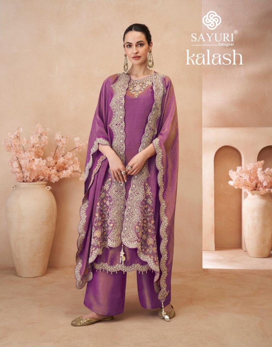 KALASH BY SAYURI DESIGNER SIMAR SILK FULL STITCH PLAZZO KURTI DUPATTA 