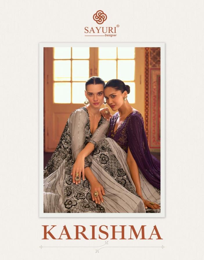 KARISHMA BY SAYURI DESIGNER VISCOSE SIMAR JACQUARD SILK READYMADE ANARKALI GOWNS 