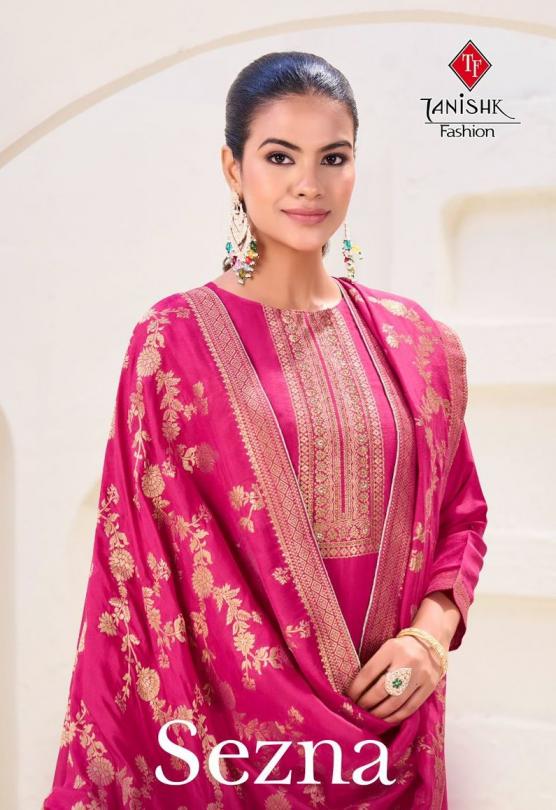 TANISHK FASHION SEZNA MUSLIN JACQUARD UNSTITCH SUITS 