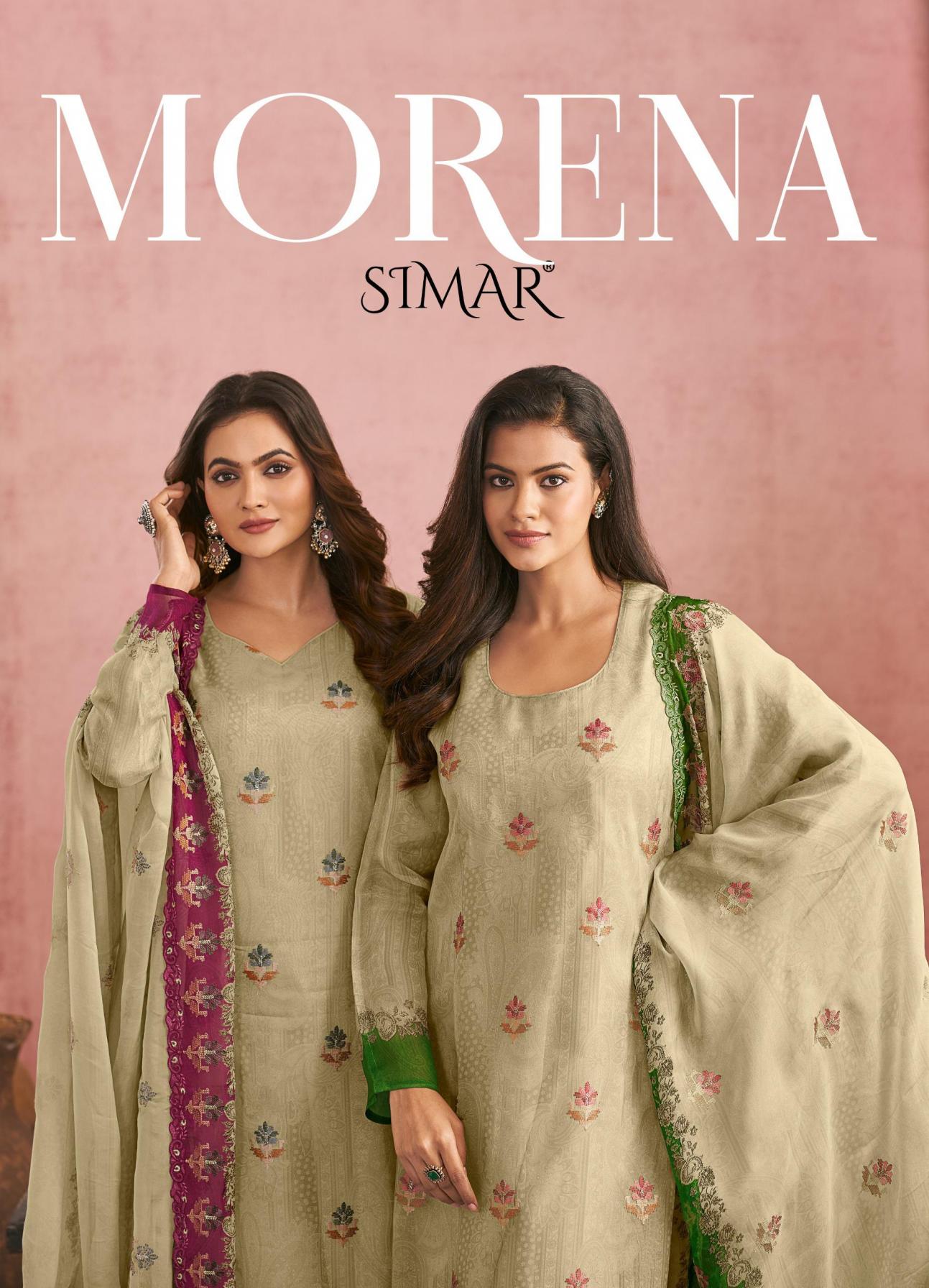 MORENA BY GLOSSY SIMAR VISCOSE ORGANZA PRETTY LOOK DRESS MATERIALS 
