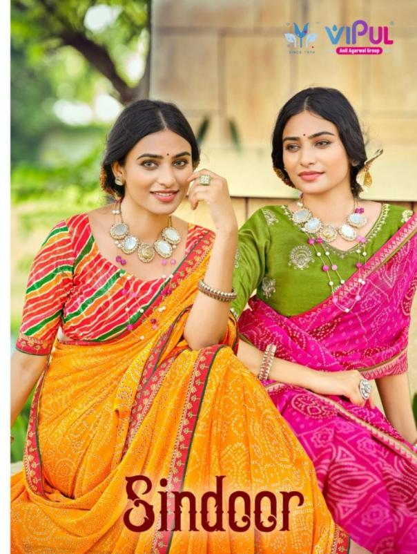 VIPUL FASHION SINDOOR CHIFFON FANCY SAREES ONLINE 