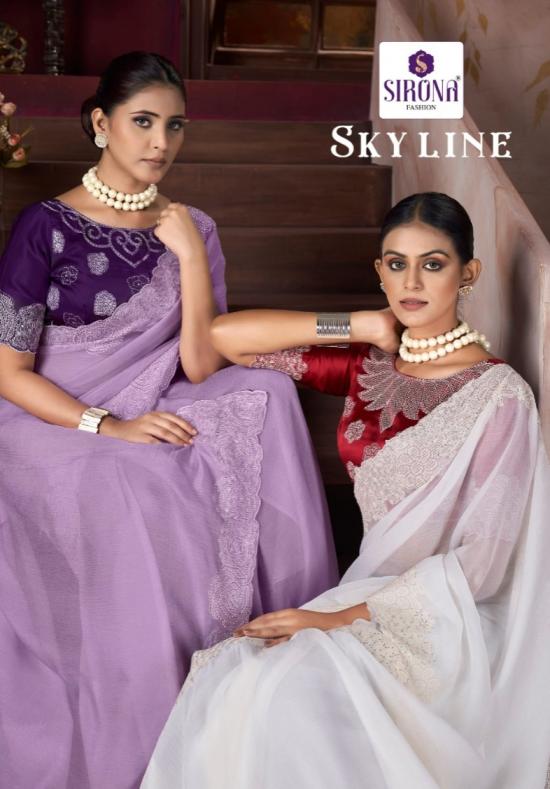 SKYLINE BY SIRONA FASHION TRADITIONAL CRISTAL CHIFFON SAREES 