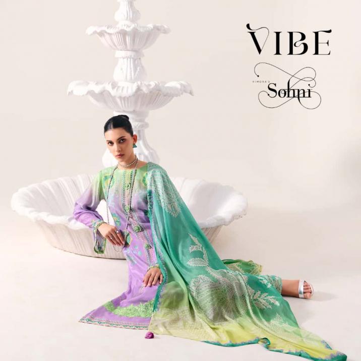VIBE VOL 40 BY SOHNI KIMORA MUSLIN UNSTITCH 3PCS DRESS