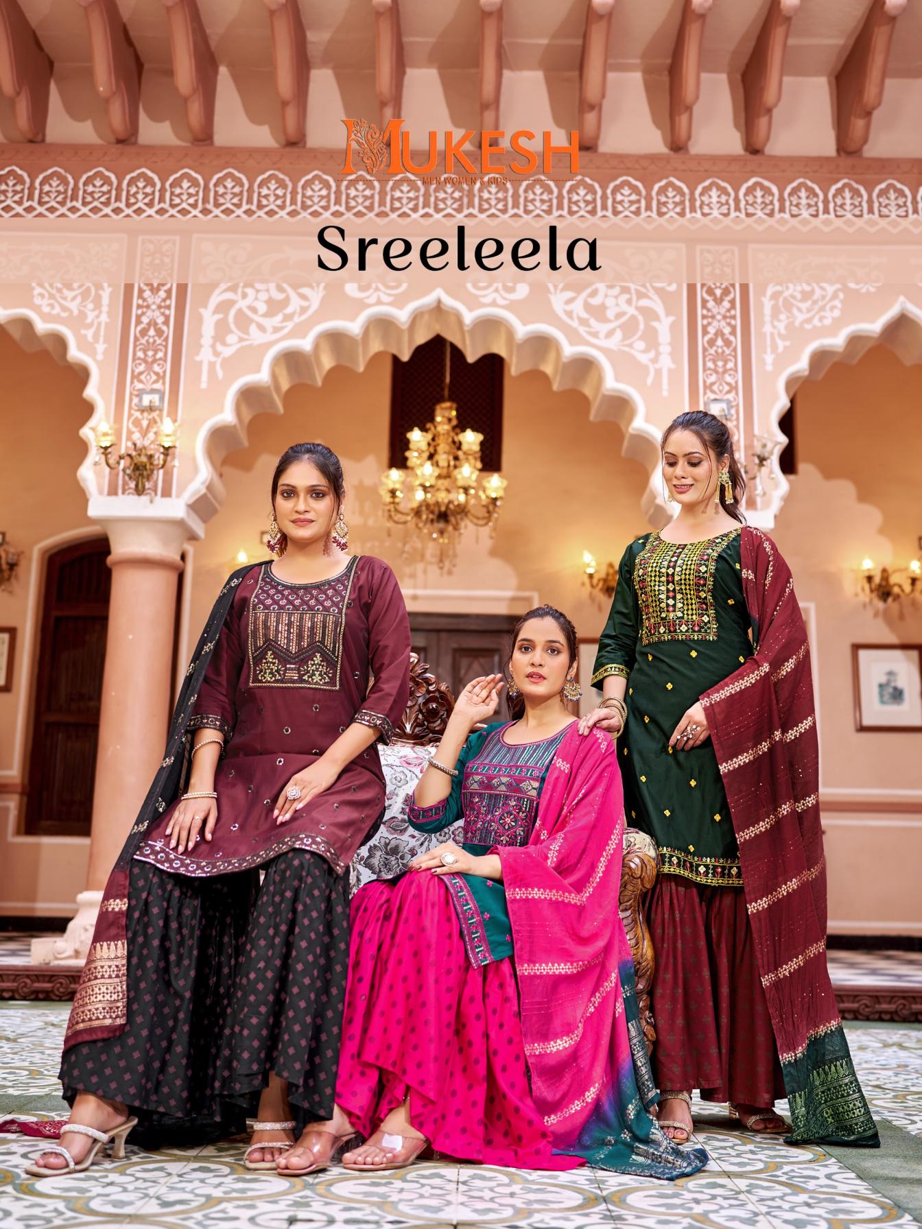 SREE LEELA HIT DESIGN GADHWAL SILK FULL STITCH PLUS SIZE SHARARA STYLE DRESS