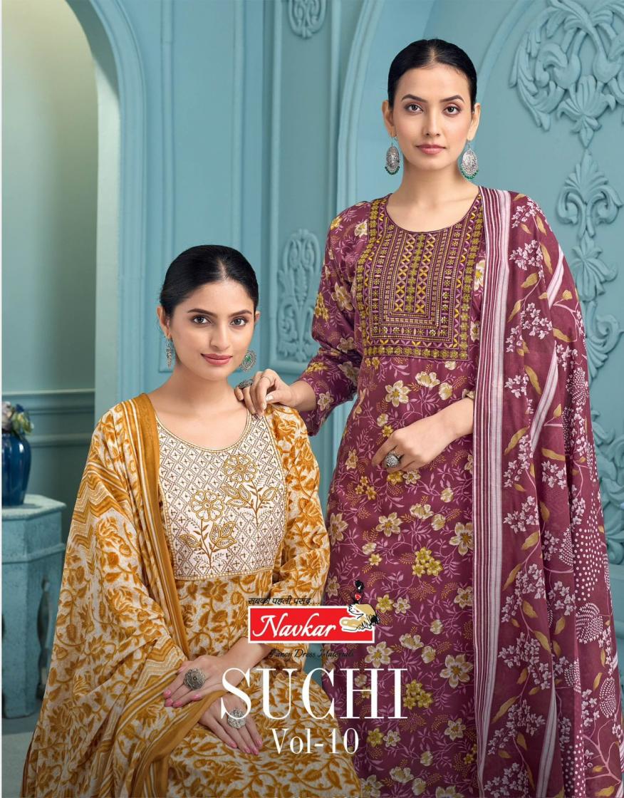 NAVKAR SUCHI VOL 10 HIT DESIGN COTTON FULLY STITCH 3PCS DRESS