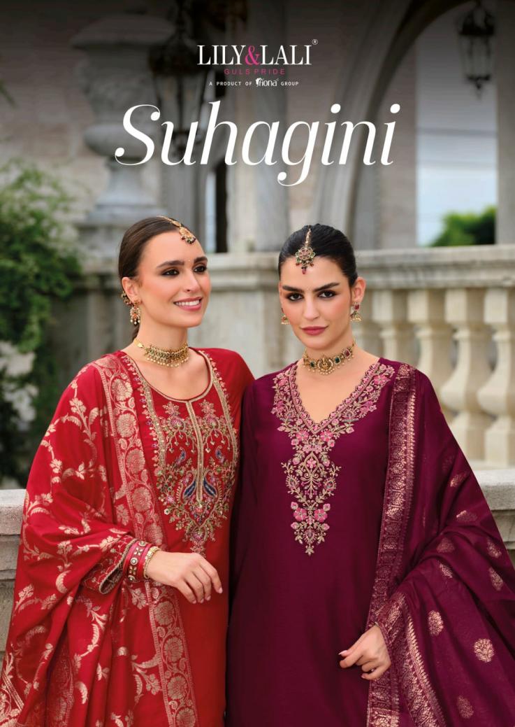 LILY & LALI SUHAGINI READYMADE SILK WITH COTTON LINING KARWA PLAZZO SUITS 
