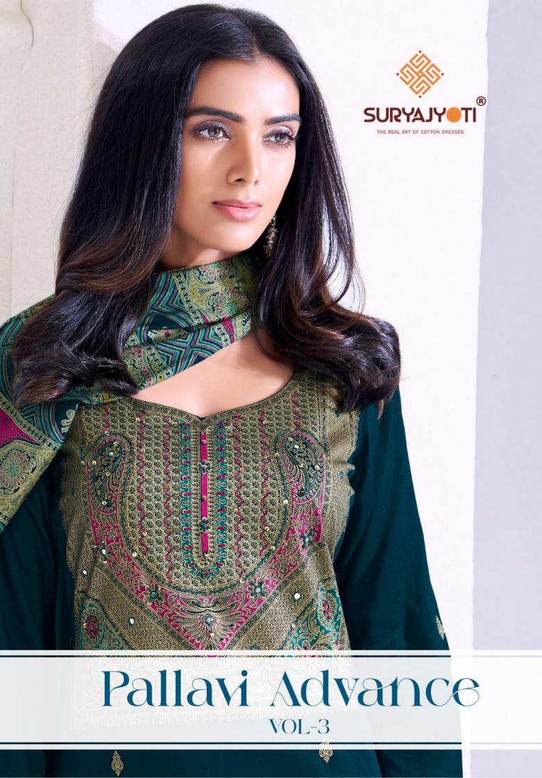 PALLAVI ADVANCE VOL 3 BY SURYAJYOTI JAM SATIN UNSTITCH 3PCS DRESS