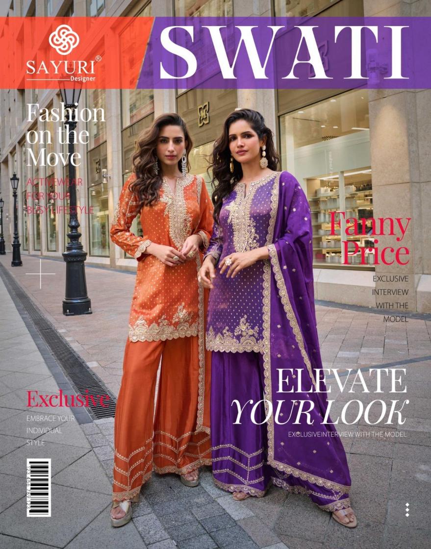 SAYURI DESIGNER SWATI FULL STITCH VISCOSE SIMAR JACQUARD SILK PLAZZO DRESS