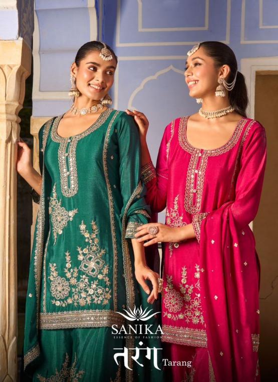 SANIKA FASHION TARANG CHINON SILK FULL STITCH PLAZZO STYLE DRESS