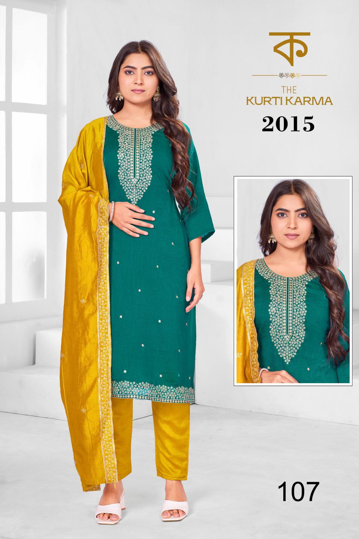 THE FINAL TOUCH R R FASHION 2015 THE KURTI KRAMA VICHITRA READYMADE COMBO DRESS