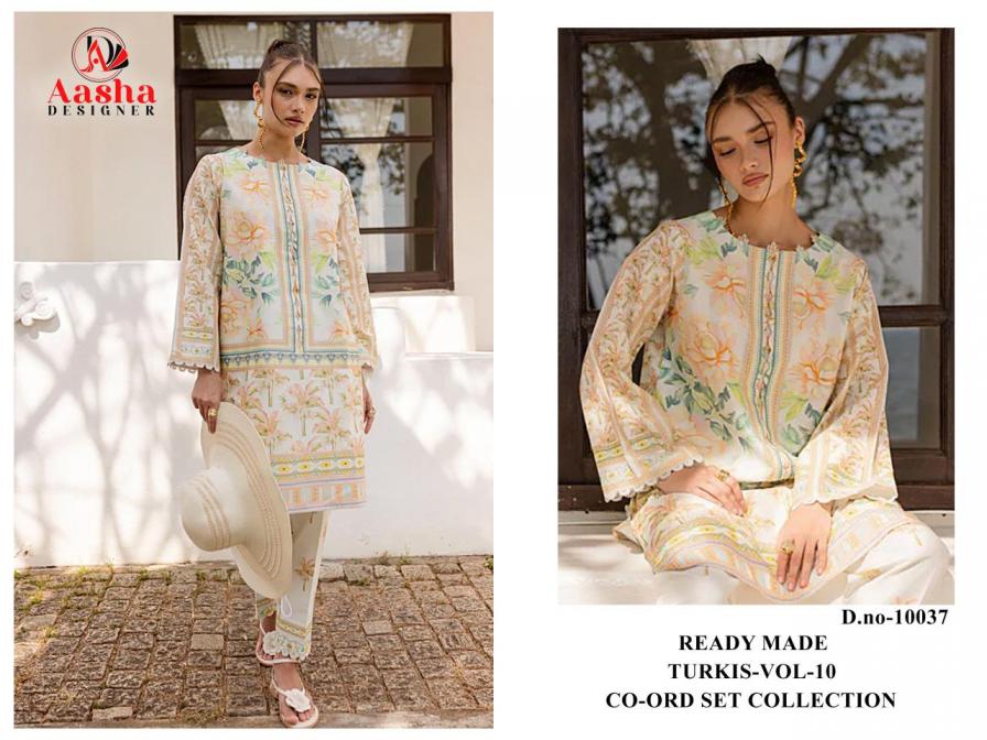 AASHA DESIGNER TURKIS VOL 10 MODAL SATIN PRINT READYMADE PAKISTANI CO-ORD SETS