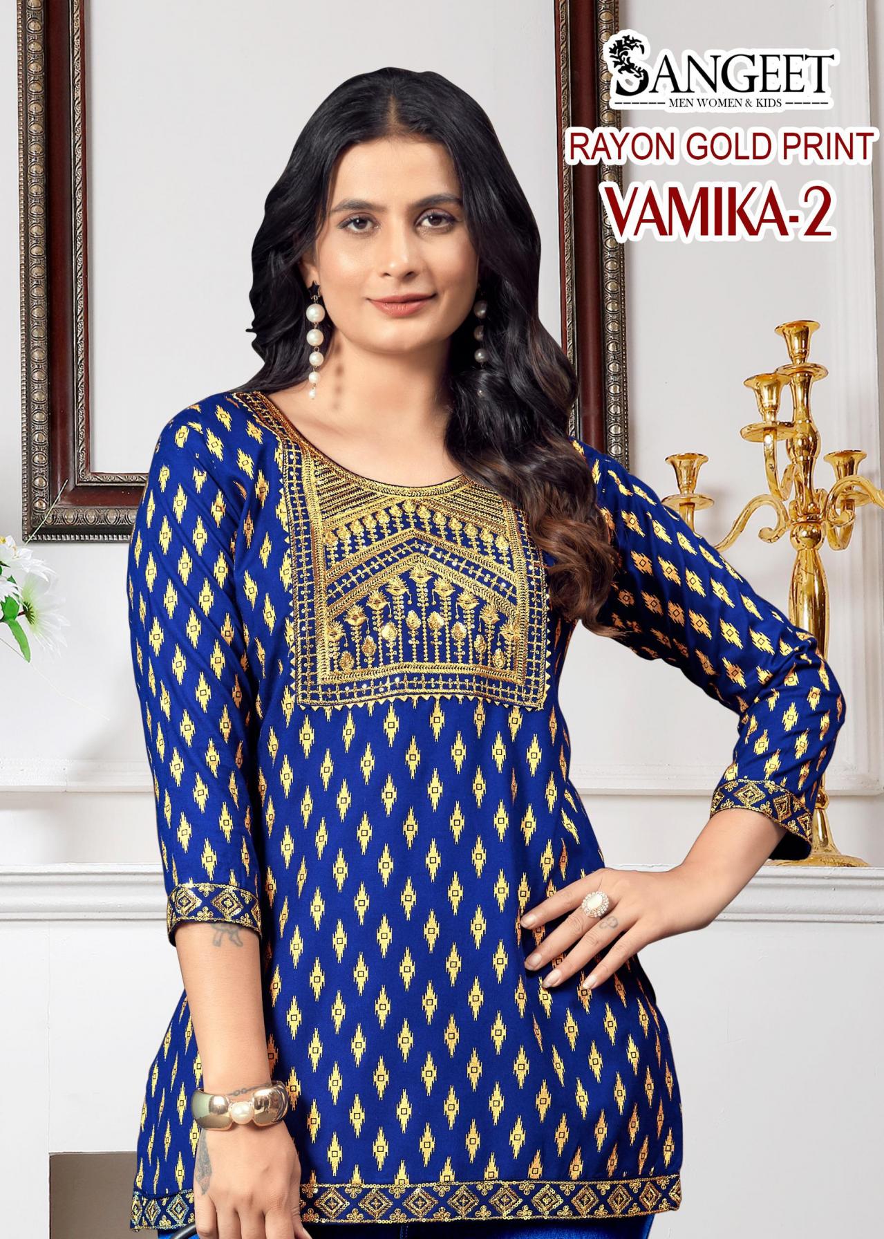 VAMIKA VOL 2 READYMADE RAYON GOLD PRINT BIG SIZE KURTI