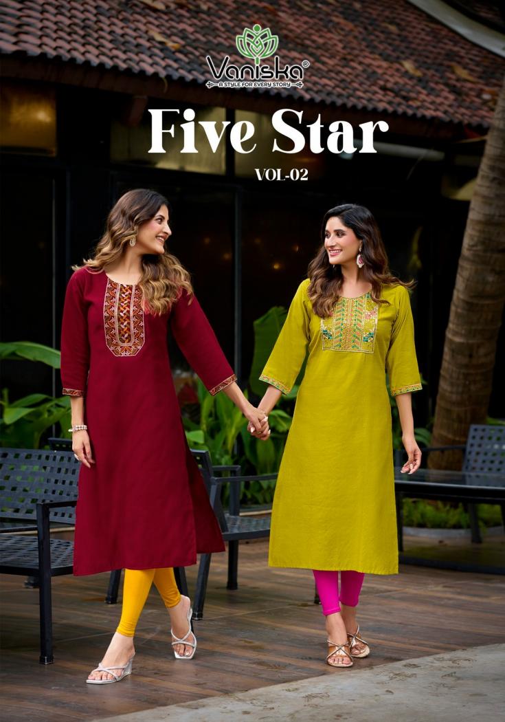FIVE STAR VOL 2 BY VANISKA COLOURPIX VATICAN SILK READYMADE PLUS SIZE KURTI 