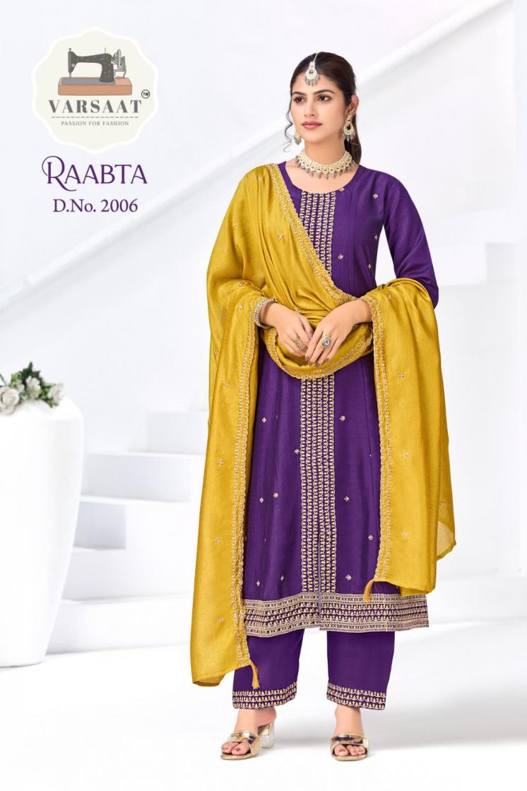 RAABTA BY VARSAAT VICHITRA SILK  FULLY STITCH STYLISH COMBO 3PCS DRESS