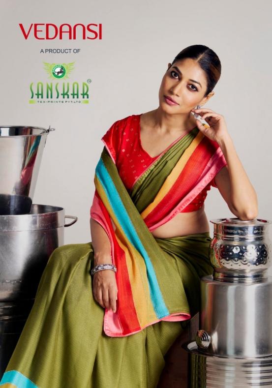 SANSKAR TEX PRINTS VEDANSI SATIN CHIFFON BEST SAREE ONLINE 