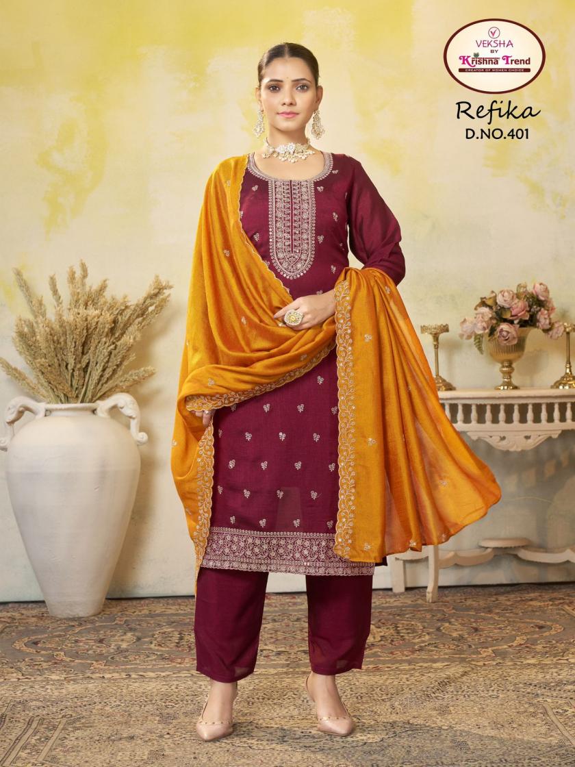 REFIKA BY VEKSHA KRISHNA TREND READYMADE VICHITRA BLOMMING DIED SUITS  
