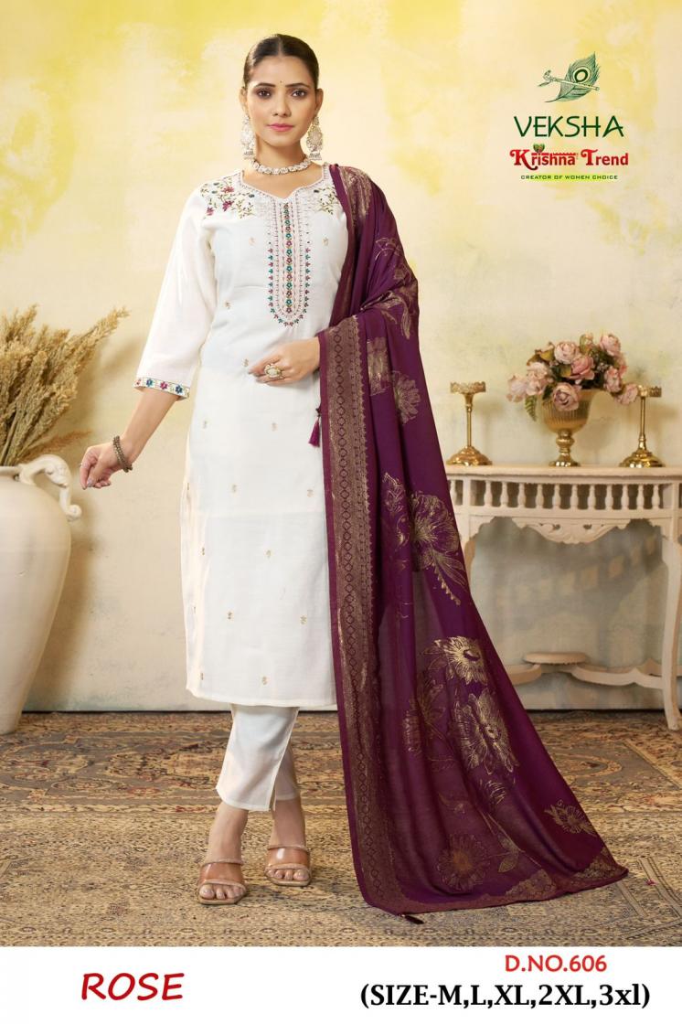 ROSE BY VEKSHA KRISHNA TREND UNIQUE ROMAN DIED FULL STITCH SUITS 
