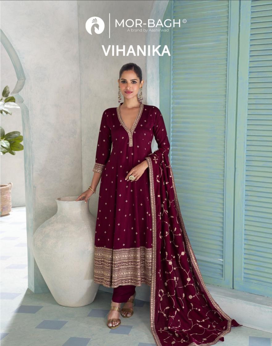 AASHIRWAD MOR BAGH VIHANIKA READYMADE SILK DESIGNER 3PCS DRESS