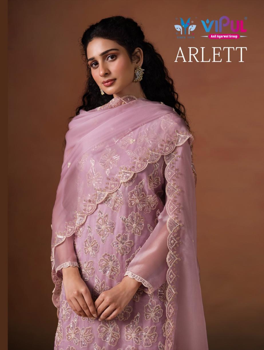 ARLETT BY VIPUL FASHION LAVENDER ORGANZA UNIQUE 3PCS DRESS