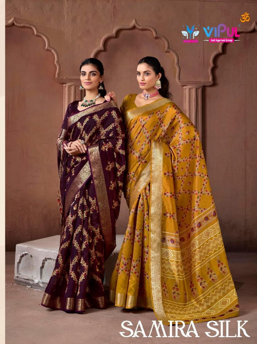 SAMIRA SILK  BY VIPUL FASHION 91332-91337 SOFT SILK FANCY SAREES 