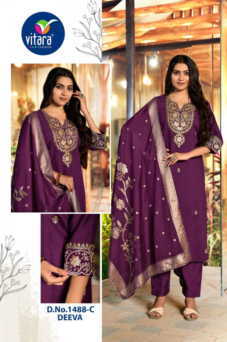 DEEVA BY VITARA FASHION VETICAN SILK READYMADE COMBO SUITS  