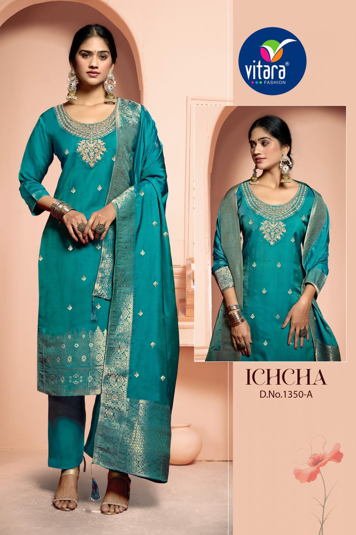 ICHCHA BY VITARA FASHION READYAMDE MUSLIN WEAVING COMBO SUITS