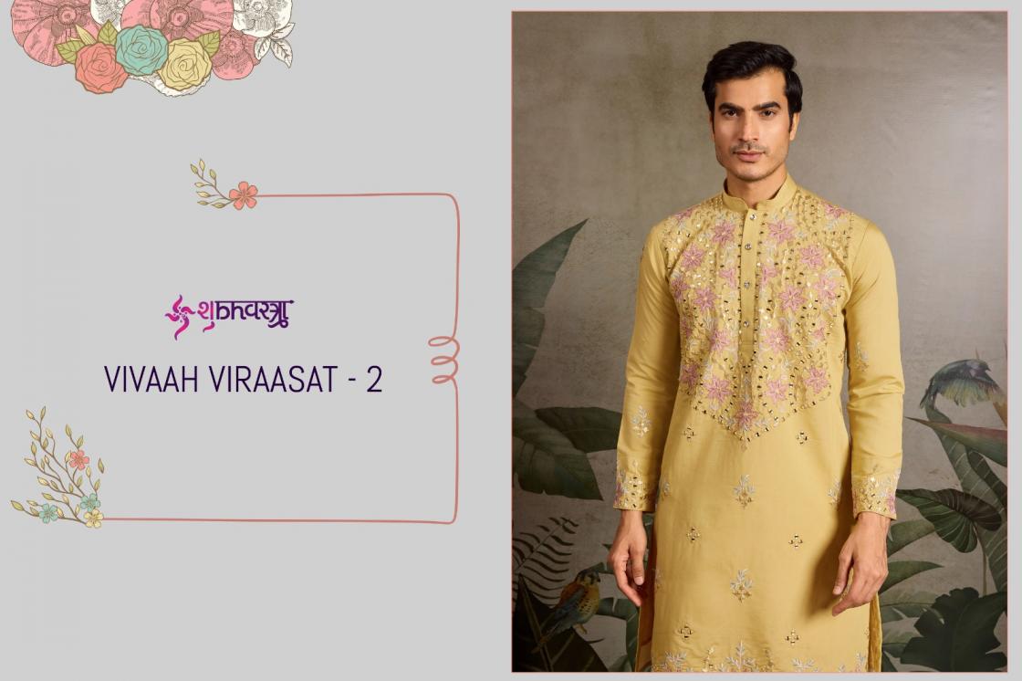 SHUBHVASTRA VIVAAH VIRAASAT VOL 2 FULL STITCH VISCOSE SILK MENS KURTA 