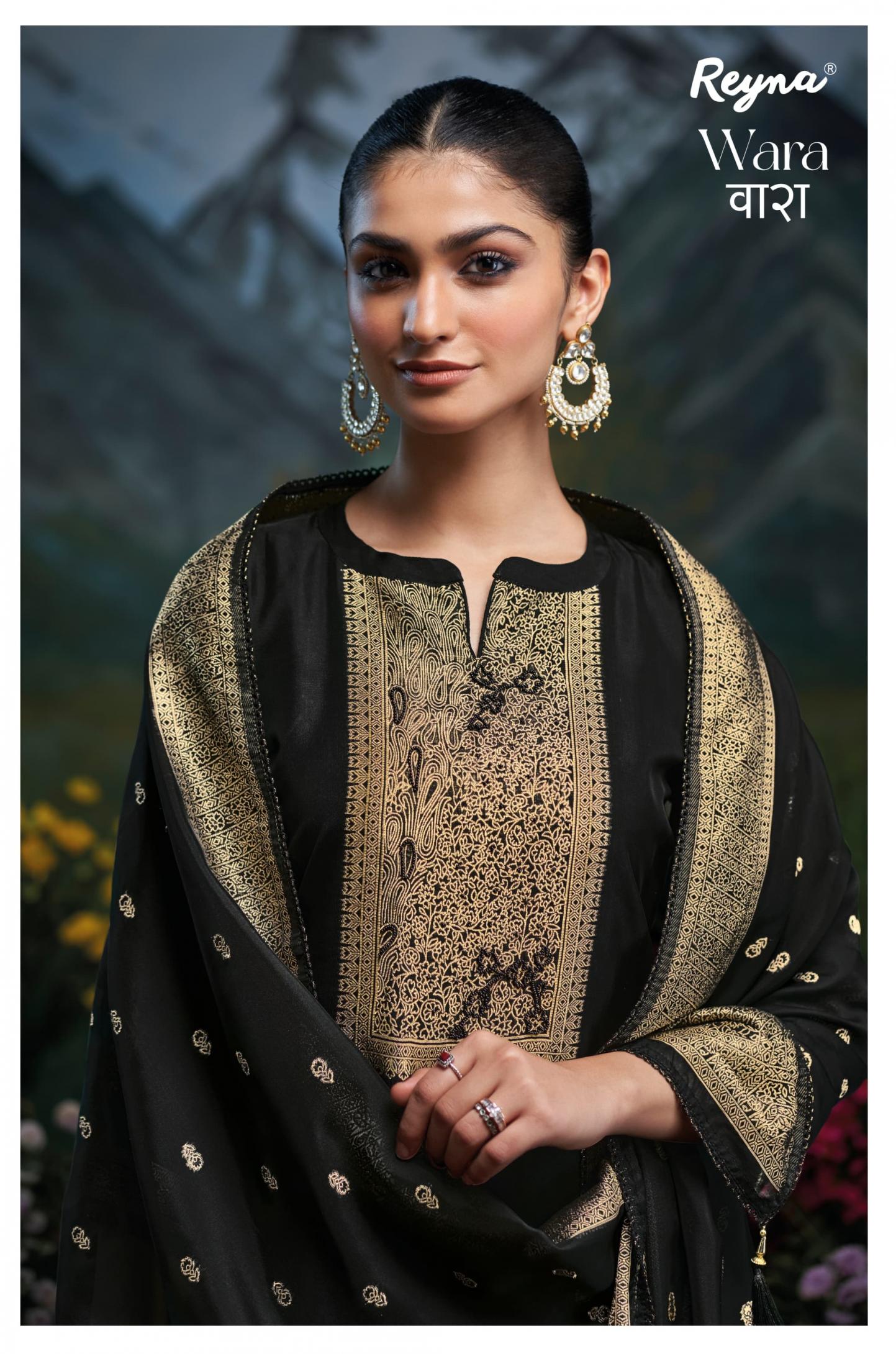 REYNA WARA VISCOSE WOVEN SILK JACQUARD UNSTITCH SUITS 