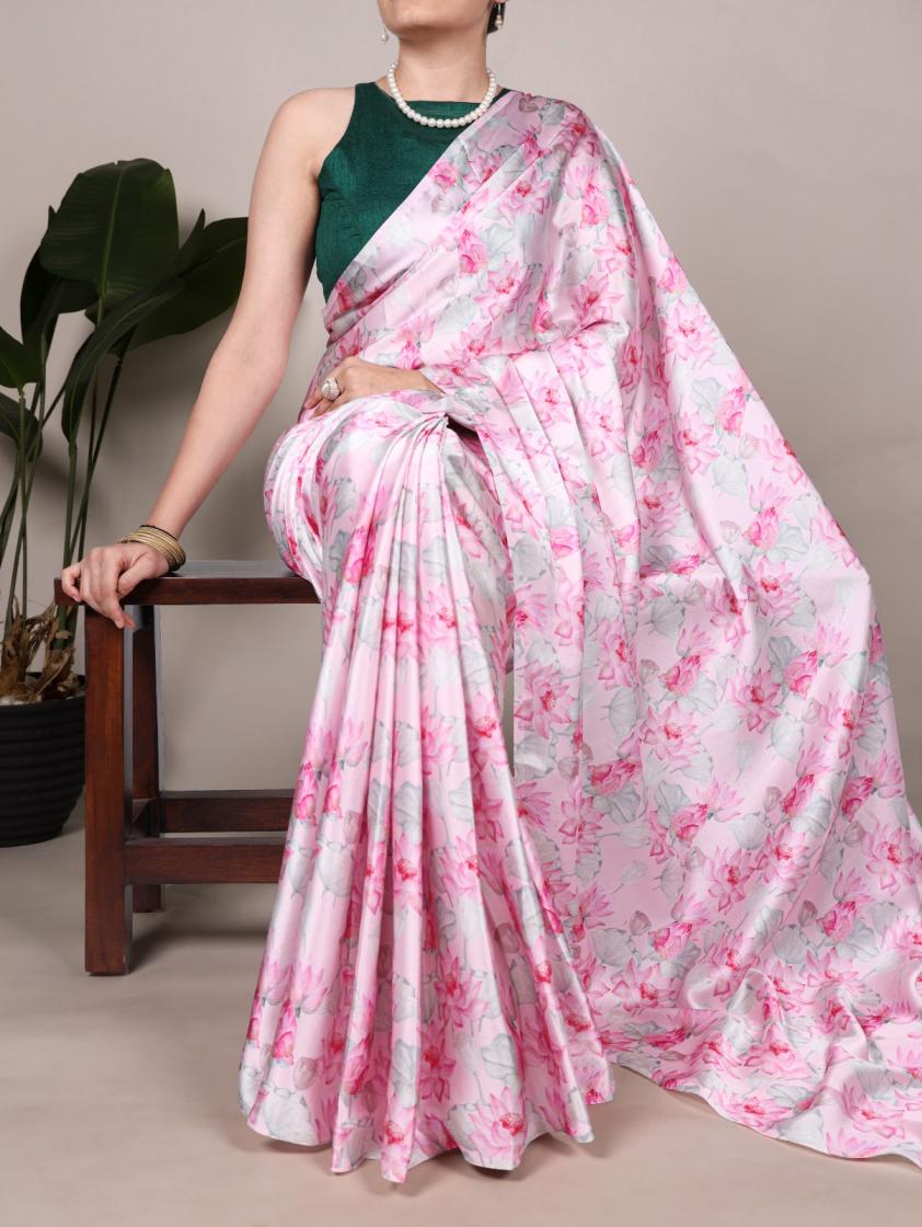 YNF7004 SATIN SILK AMAZING FLORAL PRINT SAREES 