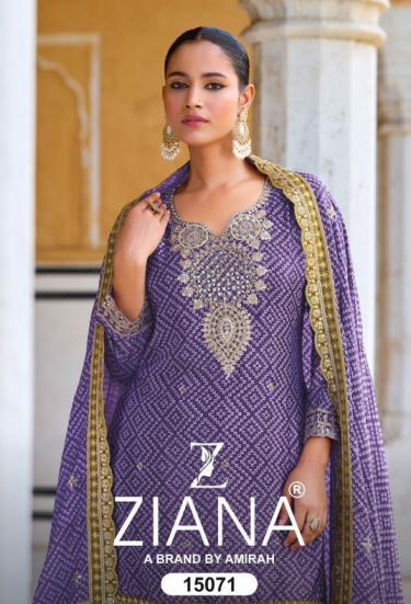 ZIANA 15071 PAKISTANI FULLSTITCH CHINON SILK COLLECTION