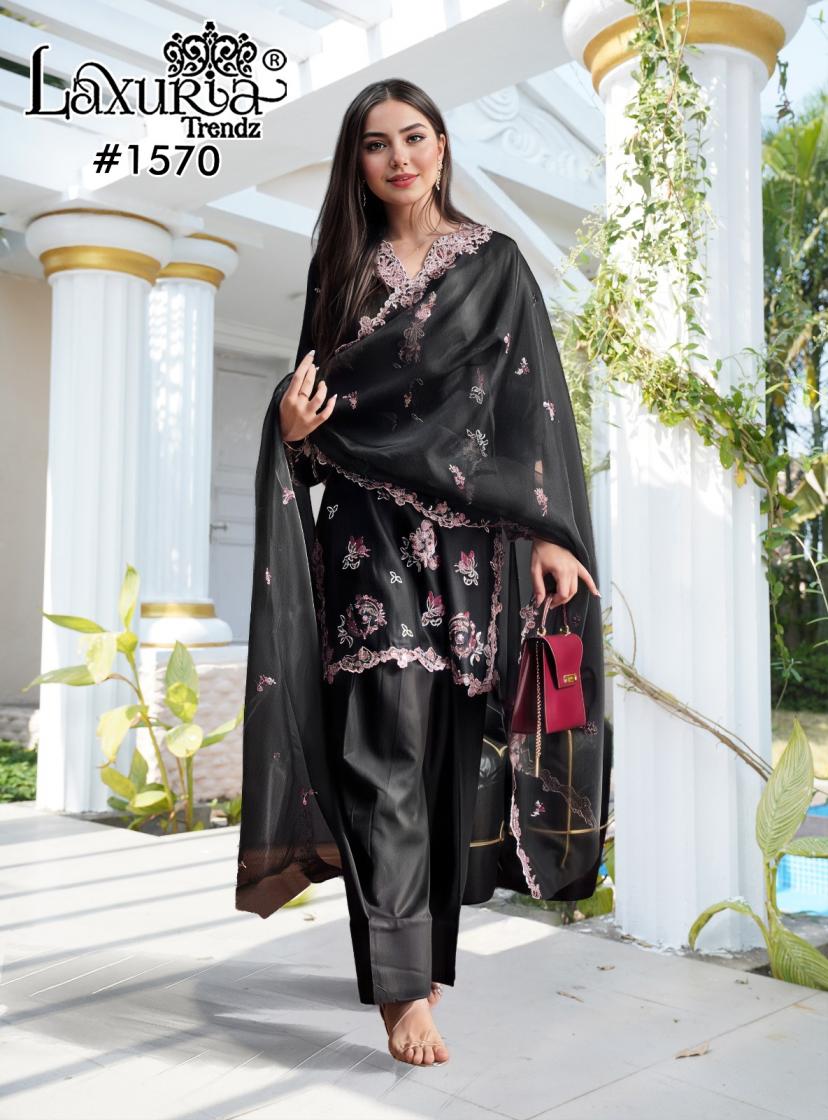 LAXURIA TRENDZ 1570 SATIN PAKISTANI READYMADE 3PCS DRESS