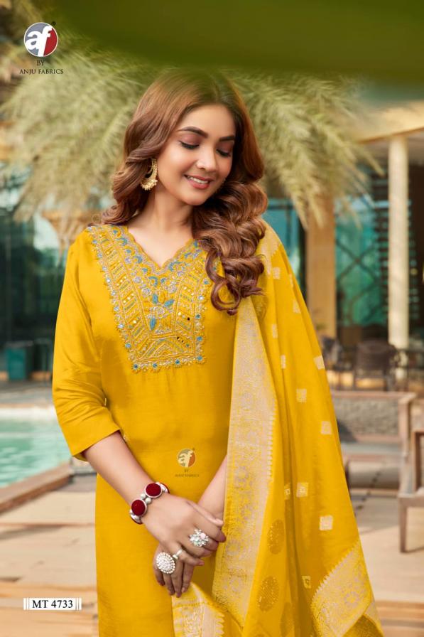 ANJU FAB 4733-4734 DOLA SILK COMBO SET FULL STITCH UNIQUE COMBO SUITS 