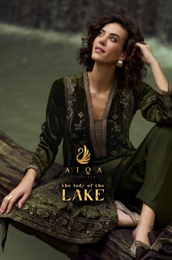 THE LADY OF THE LAKE BY AIQA LIFESTYLE VISCOSE VELVET FULL STITCH PLUS SIZE WINTER DRESS