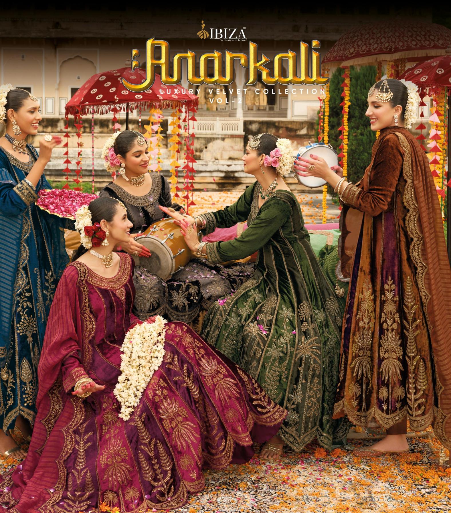 IBIZA ANARKALI VOL 2 WINTER VISCOSE VELVET UNSTITCH 3PCS DRESS