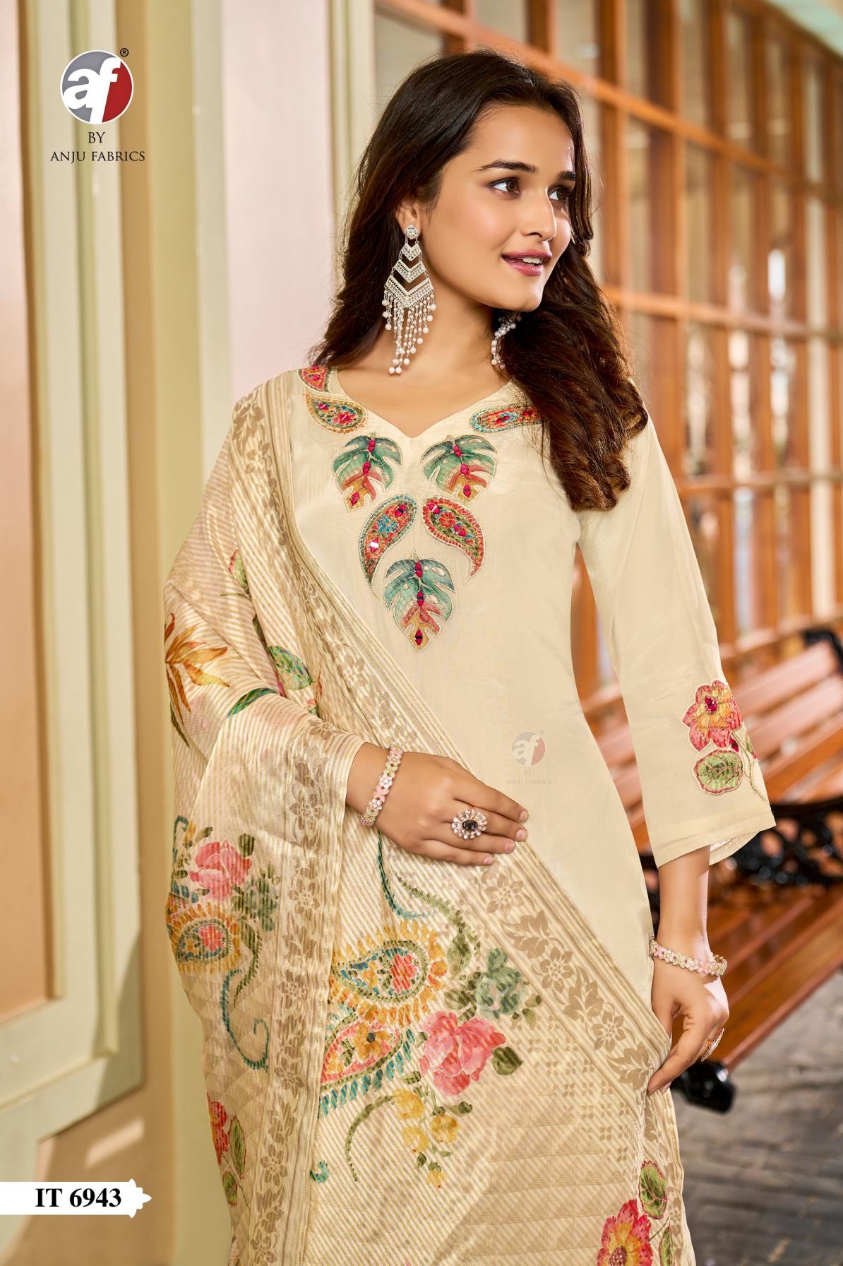 IT 6943 BY ANJU FAB READYMADE FANCY ATTRACTIVE LOOK 3PCS DRESS