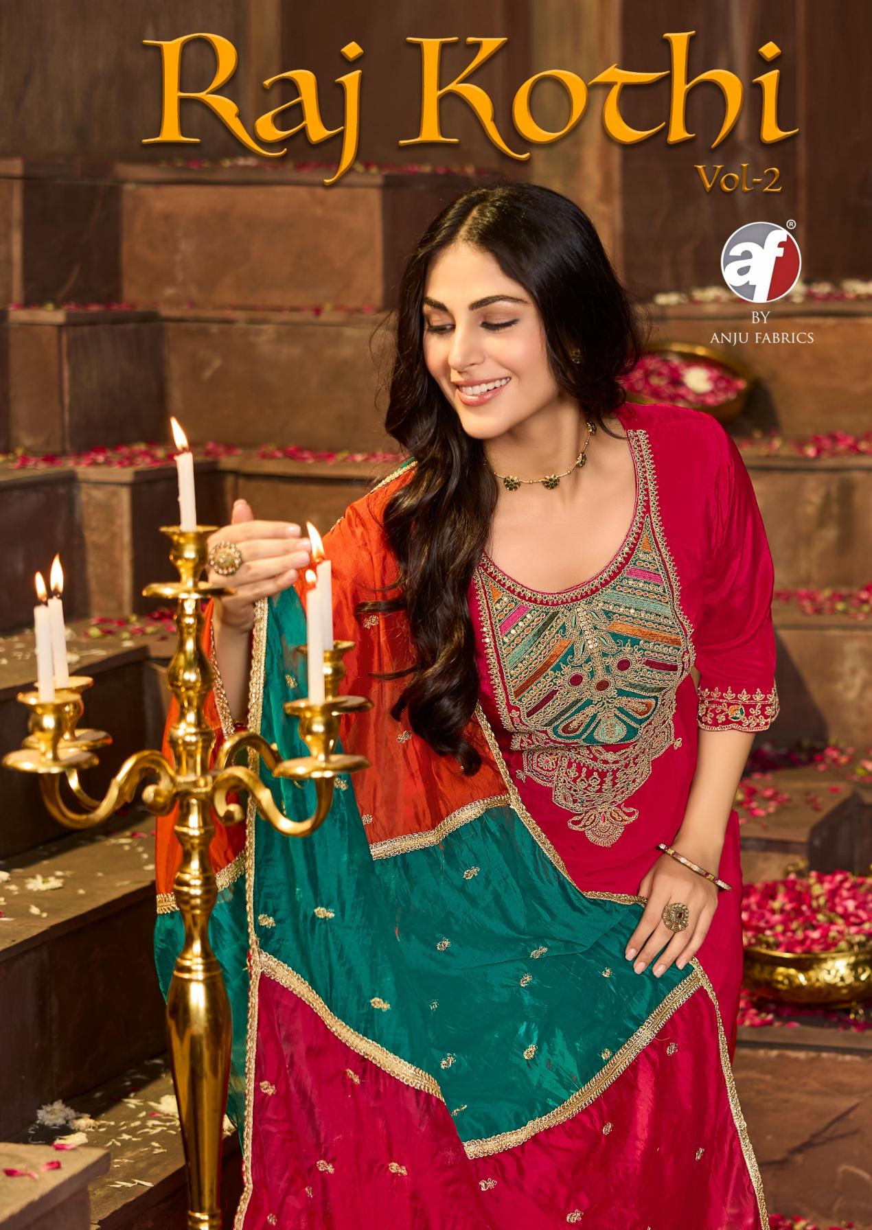 RAJ KOTHI VOL 2 BY ANJU FAB READYMADE NATURAL CREPE SUITS 