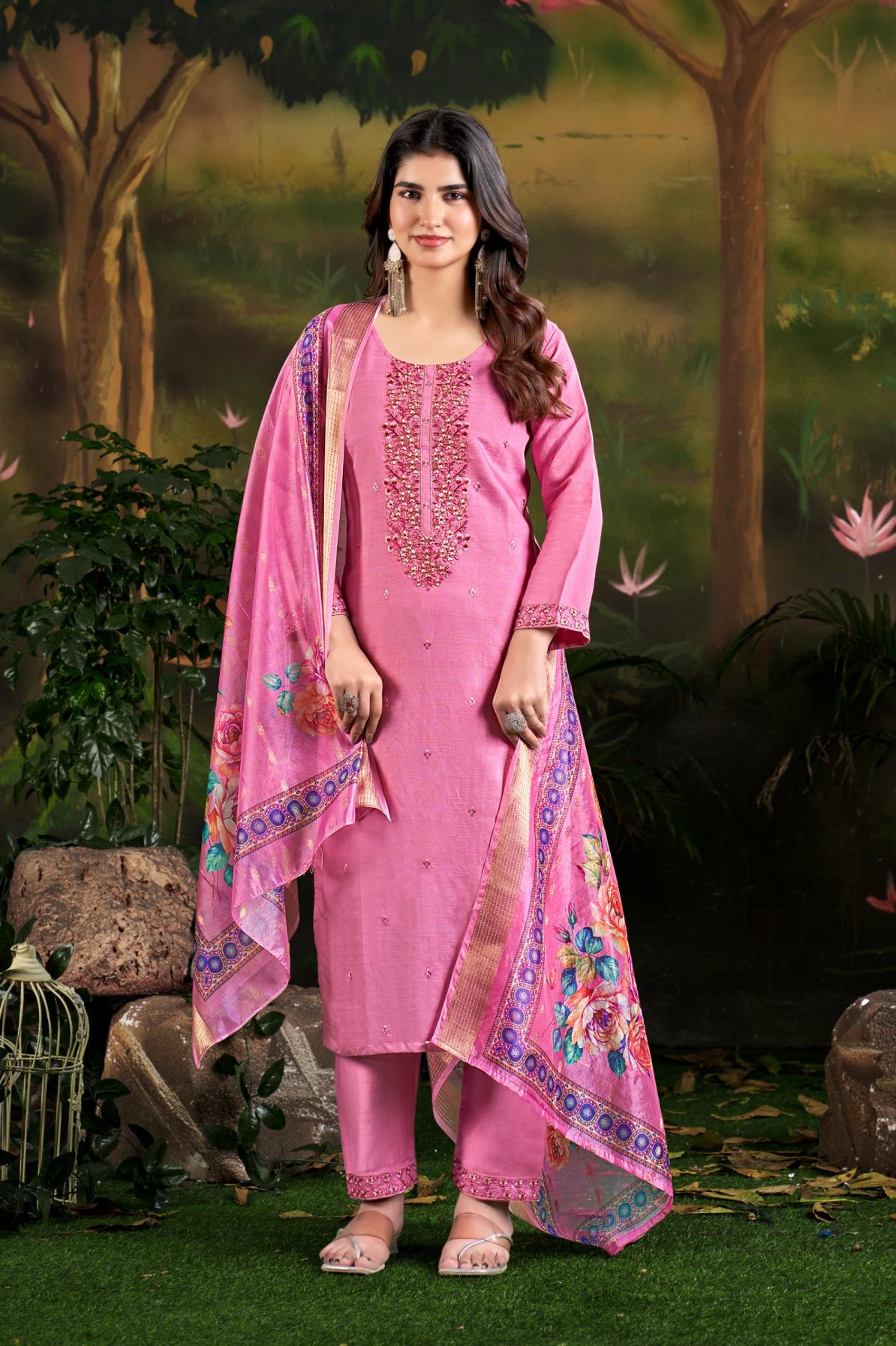 ARTRIDDHS READYMADE VATICAN SILK COMBO SUIT FOR WOMENS 