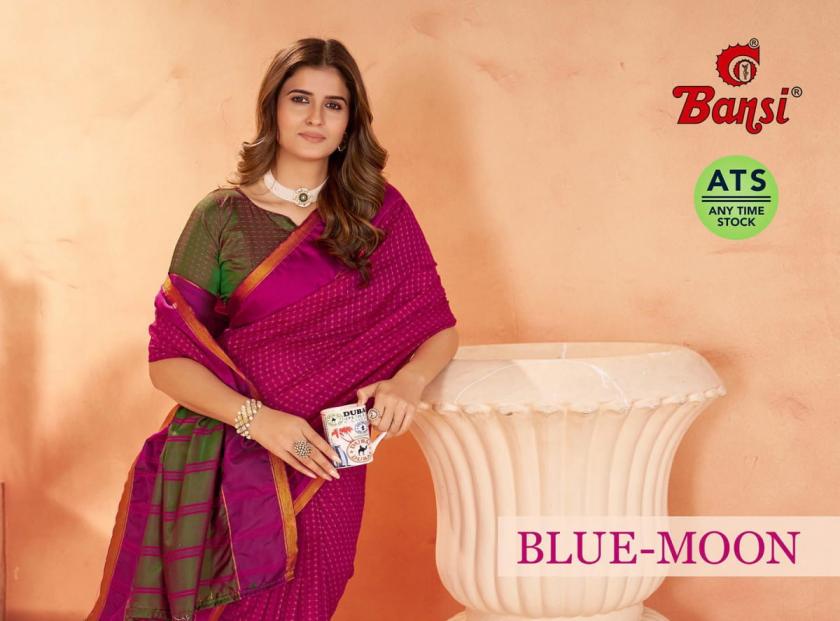 BLUE MOON BY BANSI LITCHI WEAVING BORDER PALLU UNIQUE SAREES 