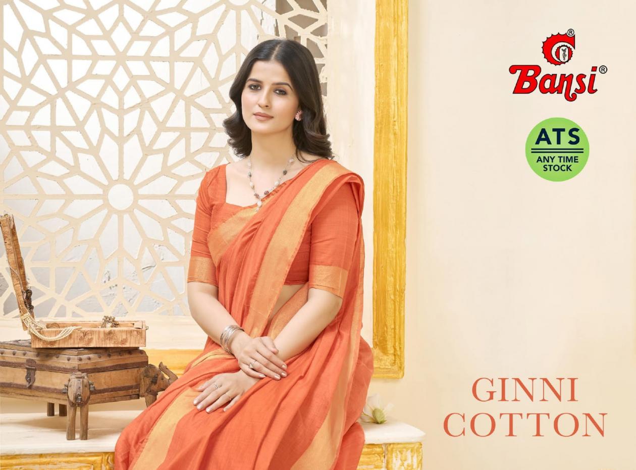 GINNI COTTON BY BANSI JARI WEAVING UNIFORM SAREE ONLINE 