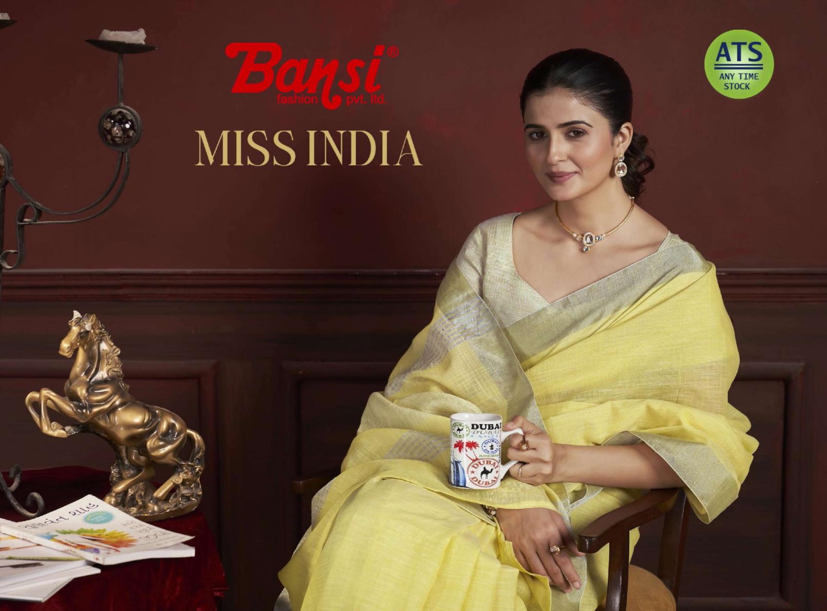 MISS INDIA BY BANSI LINEN COTTON JARI WEAVING BEST SAREE