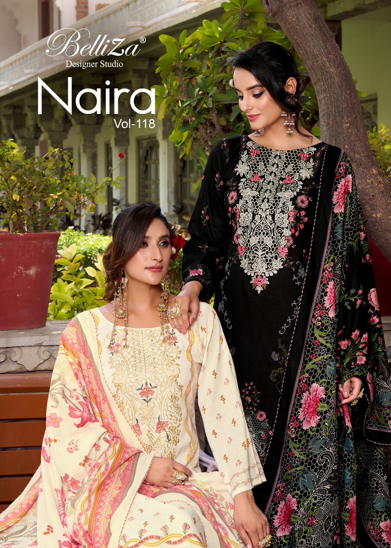 NAIRA VOL 118 BY BELLIZA DESIGNER COTTON PAKISTANI SUIT ONLINE 