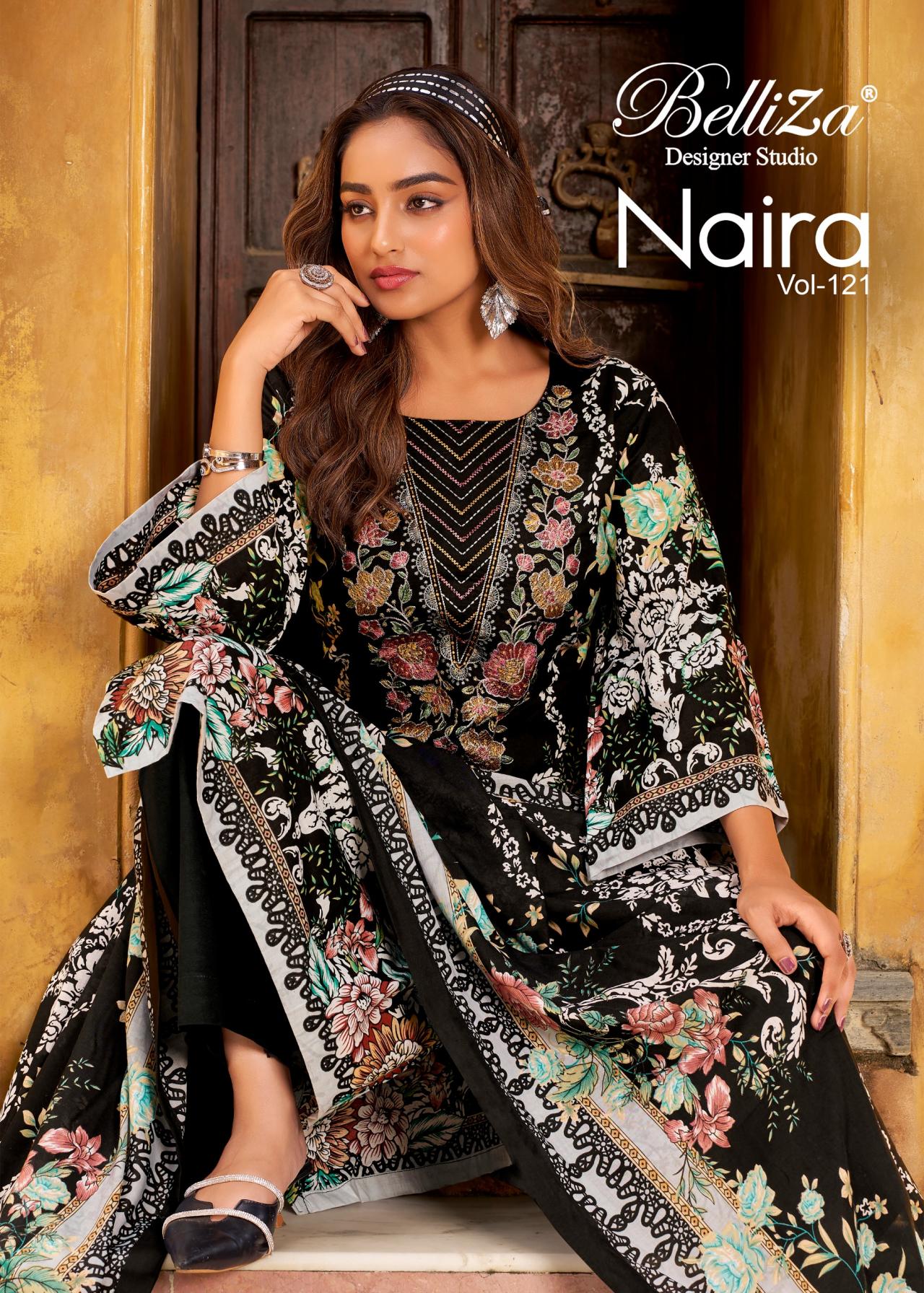 NAIRA VOL 121 BY BELLIZA DESIGNER COTTON MODERN PAKISTANI FULL STITCH DRESS