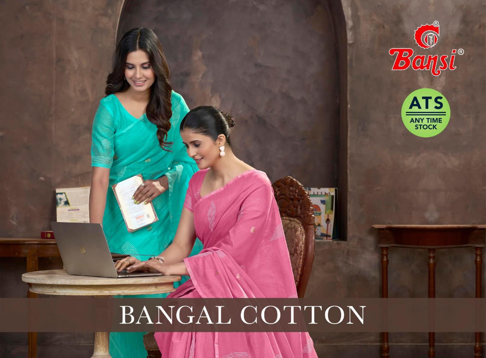 BANSI BENGAL COTTON JARI WEAVING PATTERN SAREE